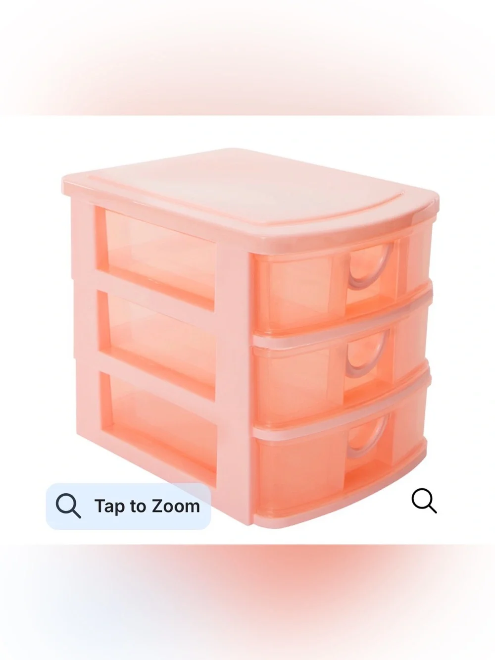 Pink Plastic 3-Drawer Mini Organizer